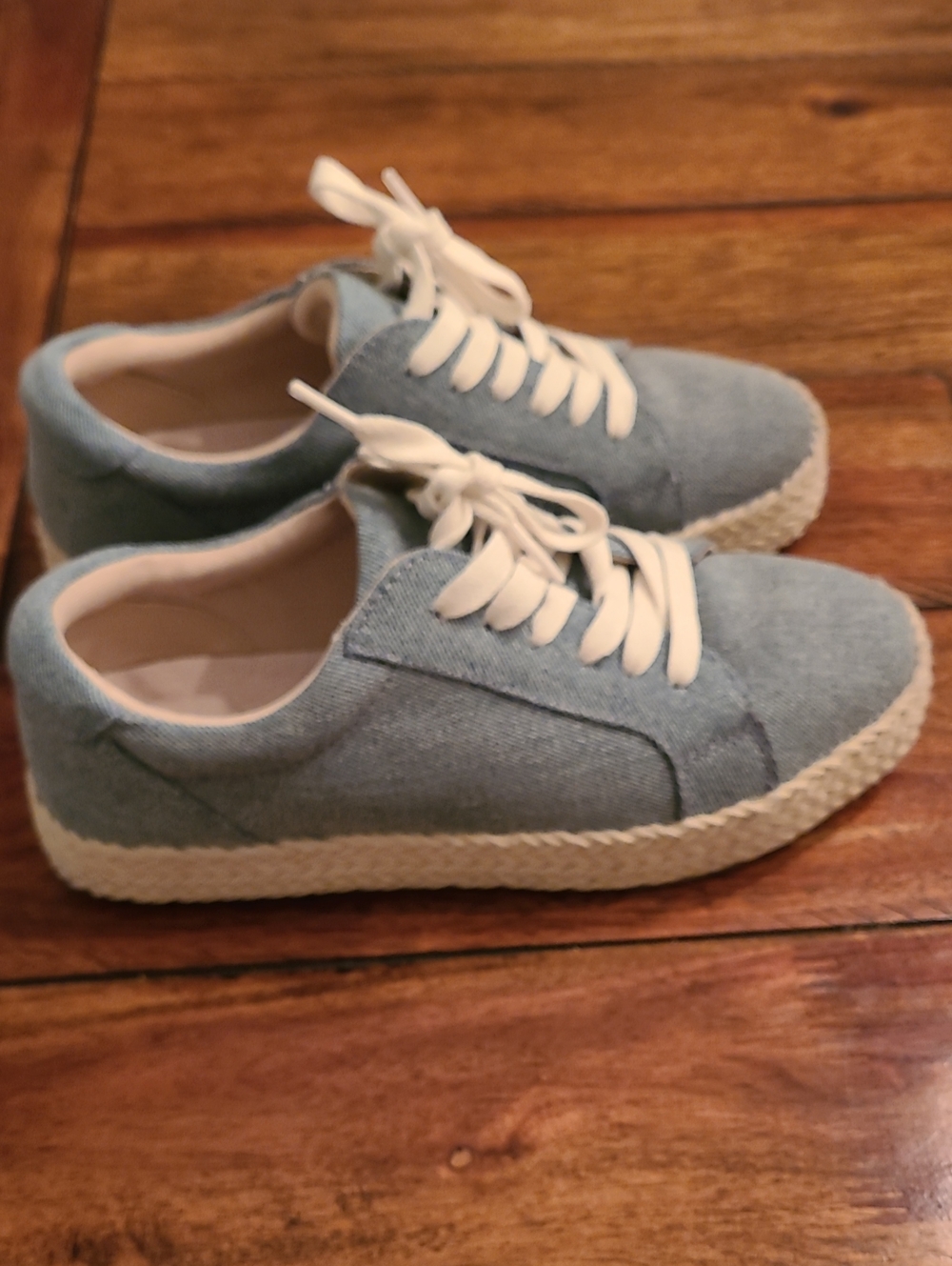 Lucky Brand Light Blue Canvas Lace-Up Flats